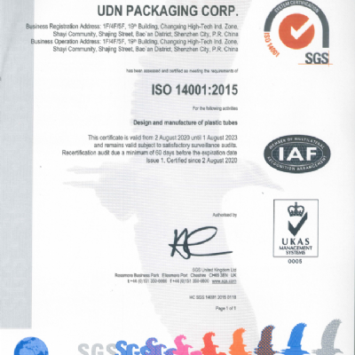 UDN achieving ISO14001 certification in Aug 2020 !